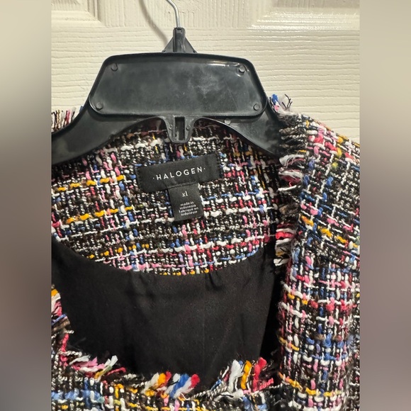 Halogen multicolored tweed jacket w/black zipper/zippered pockets size XL - Picture 4 of 5